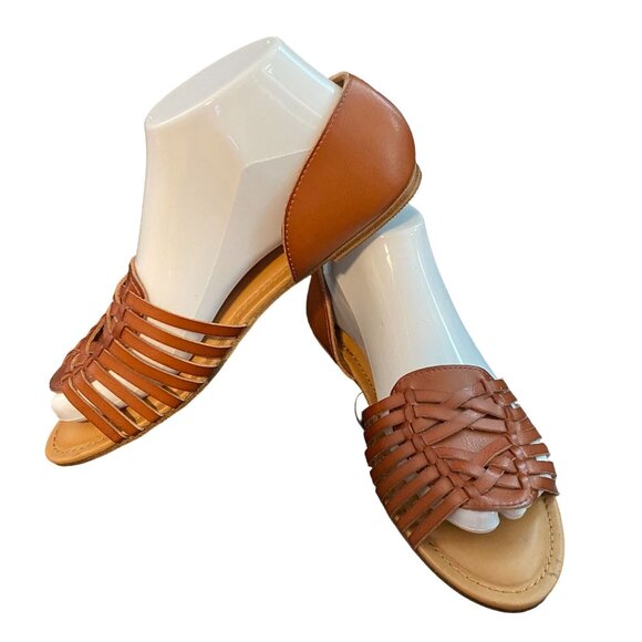 Time and Tru Herarche Sandals Women's Size 7 Brown Memory Foam Flat Shoes NWOT - Picture 3 of 7